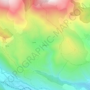 Mapa topográfico Brangoly, altitud, relieve