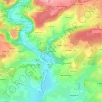 Mapa topográfico Les Buissons, altitud, relieve