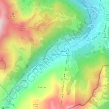 Mapa topográfico Les Crots, altitud, relieve