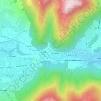 Mapa topográfico Les Brons, altitud, relieve