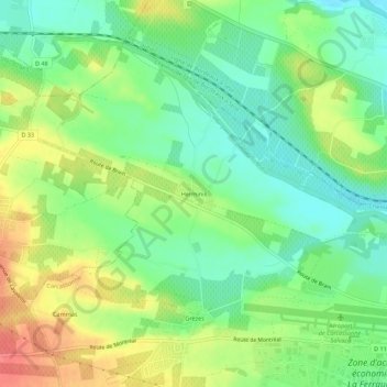 Mapa topográfico Herminis, altitud, relieve