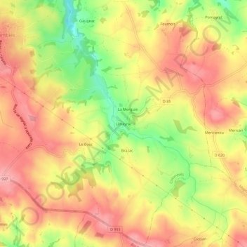 Mapa topográfico Limayrac, altitud, relieve