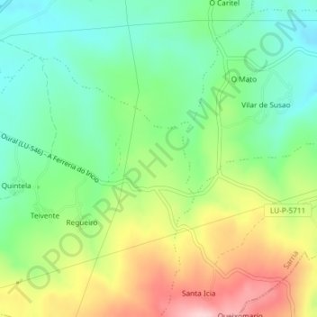 Mapa topográfico Barbadelo, altitud, relieve