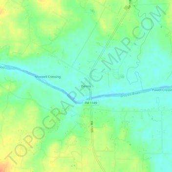 Mapa topográfico Dennis, altitud, relieve