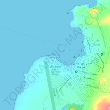 Mapa topográfico Punta Chacabuco, altitud, relieve