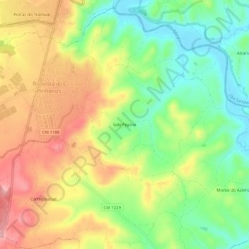 Mapa topográfico Vale Pepino, altitud, relieve