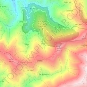 Mapa topográfico Enxudro, altitud, relieve