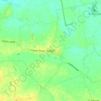 Mapa topográfico Inskip, altitud, relieve