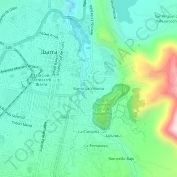 Mapa topográfico Barrio La Victoria, altitud, relieve