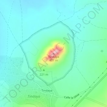 Mapa topográfico Tindaya, altitud, relieve