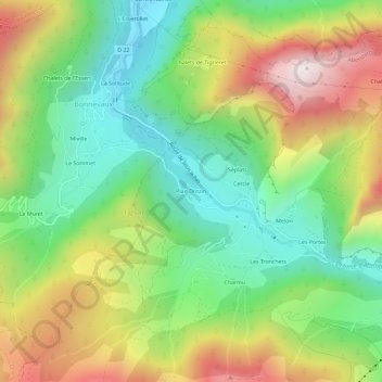 Mapa topográfico Plan Drozin, altitud, relieve