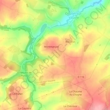 Mapa topográfico La Combe, altitud, relieve