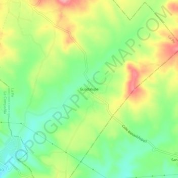 Mapa topográfico Guadalupe, altitud, relieve