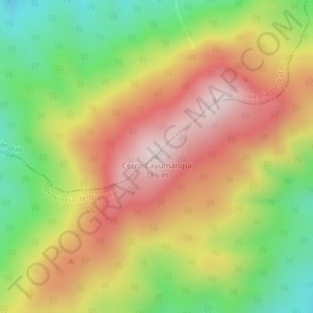 Mapa topográfico Cerro Cayumanqui, altitud, relieve