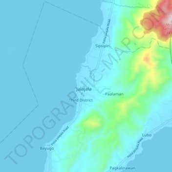 Mapa topográfico Jalajala, altitud, relieve