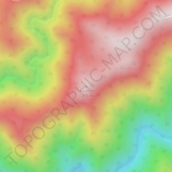 Mapa topográfico Sky High, altitud, relieve