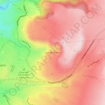 Mapa topográfico Loma de Oriente, altitud, relieve