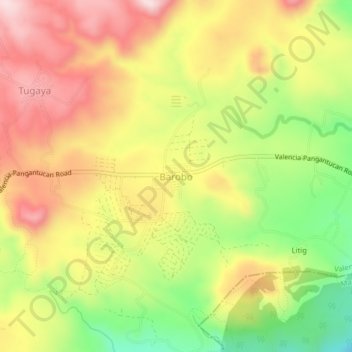Mapa topográfico Barobo, altitud, relieve