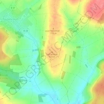 Mapa topográfico La Carnoye, altitud, relieve