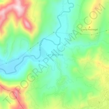 Mapa topográfico San Antonio, altitud, relieve