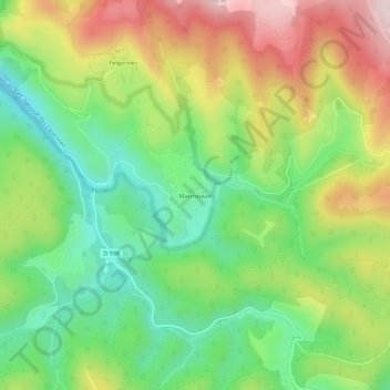 Mapa topográfico Masmejean, altitud, relieve
