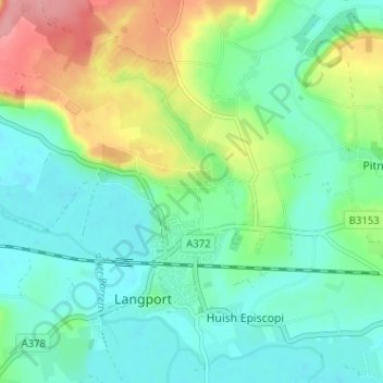 Mapa topográfico Wearne, altitud, relieve