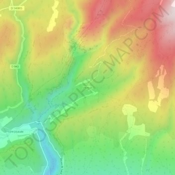 Mapa topográfico Vévouil, altitud, relieve