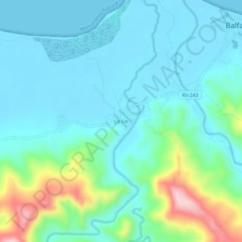 Mapa topográfico Lis Lis, altitud, relieve