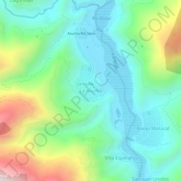 Mapa topográfico La Asunta, altitud, relieve