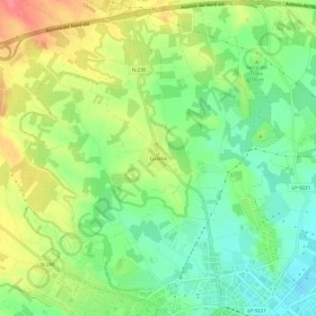Mapa topográfico Gualda, altitud, relieve