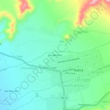 Mapa topográfico San Mauricio, altitud, relieve