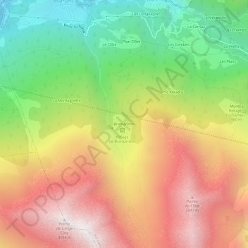 Mapa topográfico Bramanette, altitud, relieve