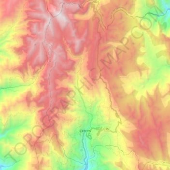 Mapa topográfico Cerrito, altitud, relieve