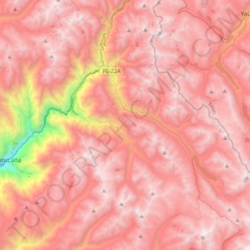 Mapa topográfico San Mateo, altitud, relieve
