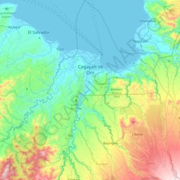 Mapa topográfico Cagayan De Oro, altitud, relieve