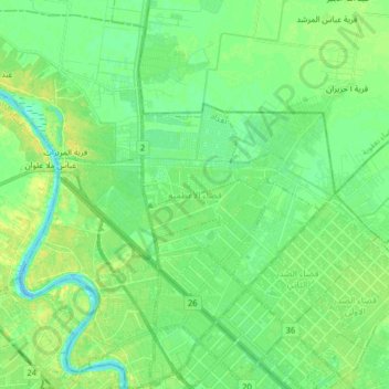 Mapa topográfico Al-Adhamiyah District, altitud, relieve