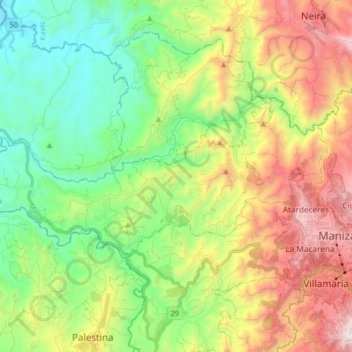 Mapa topográfico El Remanso, altitud, relieve