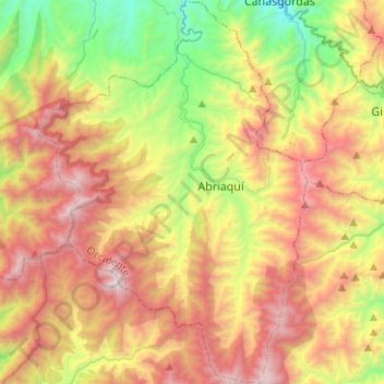 Mapa topográfico Abriaquí, altitud, relieve