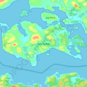 Mapa topográfico Isla Gable, altitud, relieve