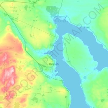 Mapa topográfico Clarenville, altitud, relieve