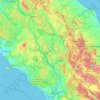 Mapa topográfico Tiber, altitud, relieve