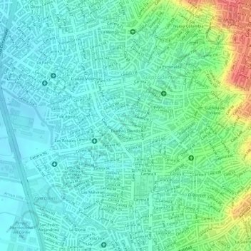 Mapa topográfico Evaristo Sourdis, altitud, relieve