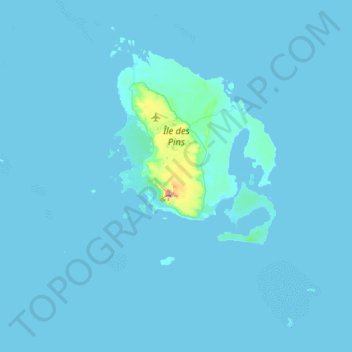 Mapa topográfico Isla de Los Pinos, altitud, relieve