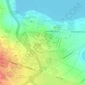 Mapa topográfico Vila Planalto, altitud, relieve