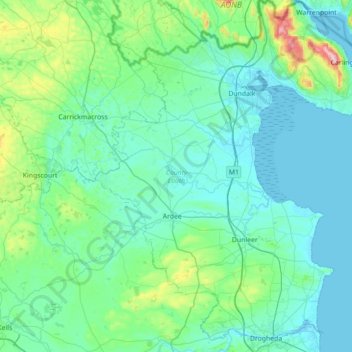 Mapa topográfico County Louth, altitud, relieve