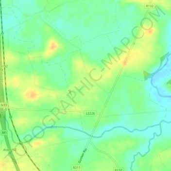 Mapa topográfico Mullincross, altitud, relieve