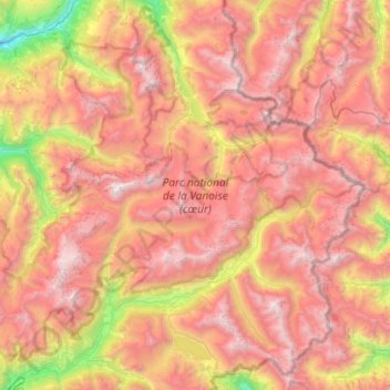 Mapa topográfico Parc national de la Vanoise (cœur), altitud, relieve