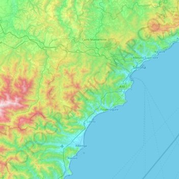Validación emoción Vagabundo Mapa topográfico Savona, altitud, relieve