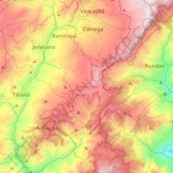 Mapa topográfico Ramiriquí, altitud, relieve
