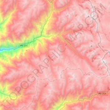 Mapa topográfico Atavillos Alto, altitud, relieve
